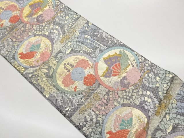 JAPANESE FUKURO OBI / SAGANISHIKI / WOVEN FLORAL PLANTS